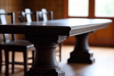 Ett robust renässansbord i mörkt trä