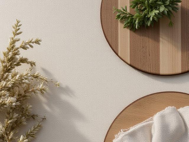 Närbild på texturerat, hållbart trämaterial liggande på ett handfärgat silkestyg, med fokus på naturmaterial